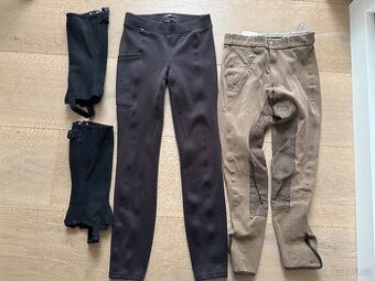 2x jezdecké kalhoty rajtky HKM + Pikeur 146/152 minichapsy