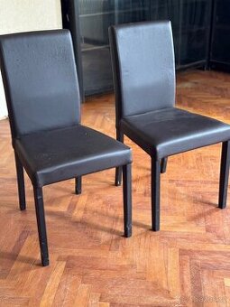 2x hnědá židle - potah koženka