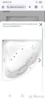 Rohová hydromasazni vana cornelia 140x140 plus celni panel