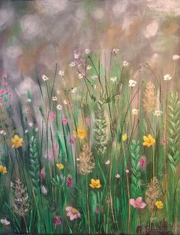 obraz, květiny, luční kvítí,