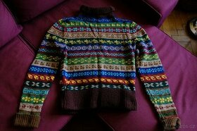 Retro svetr vlněný pánský doma pleten 50. léta. Jen osobně