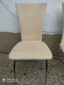 Designové židle semišové, krémová barva - 4 ks - 1