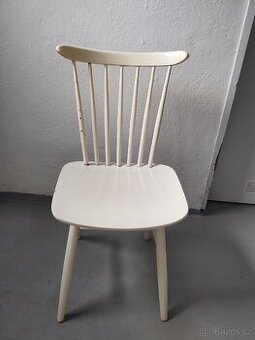 Židle retro dřevěná bílá - 1