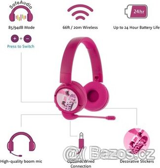 Bezdrátová sluchátka BuddyPhones PopTimePro růžová