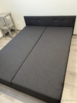 Postel s matrací MUKKE DOUBLE - tmavě šedá, 160x196 cm