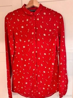 Vánoční košile s krásnými motivy ,vel.170,ale sedne i na vel