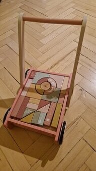 Prodám Little Dutch - Dřevěný vozík s kostkami růžová