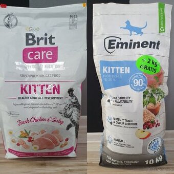 Granule Eminent Kitten 12 kg, Brit Kitten 7 kg