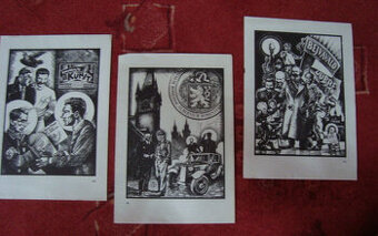 Sada karikatur - Hitler, Stalin, Fučík, Marx. Lenin, Engels