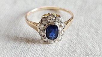 Prsten se safírem a brilianty... - 1