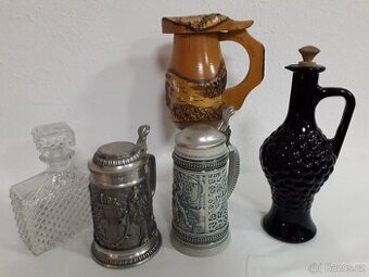 Karafa, džbán,korbel ,láhev na whisky, láhev na víno