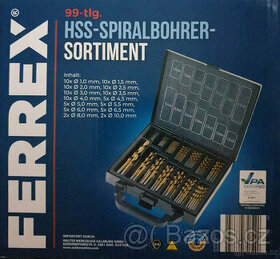 Vrtáky set kufr kovový 99ks,vys.kvalita,HSS,1-10mm