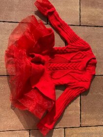 Pletené červené zimní šaty - 1