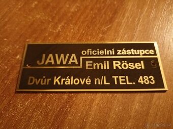 Jawa prodejní štítek