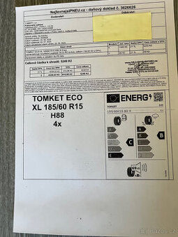 Nové pneu Tomket Eco XL, 185/60/15