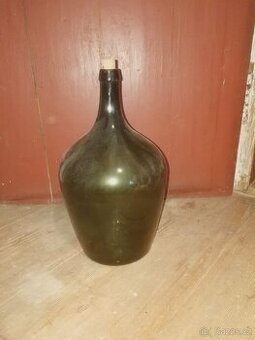 Starožitný demižon o obsahu cca 10 L, výška 50 cm
