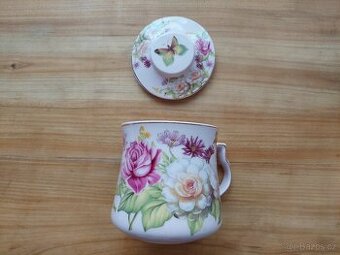 Krásný růžový kafáč či čajovník v retro stylu - SLEVA