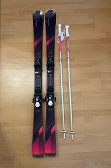 Lyže Elan 146cm s vázáním - dívčí a hůlky 115 cm