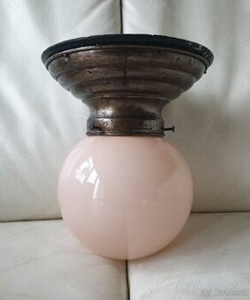 Starožitná stropnice art deco růžová koule