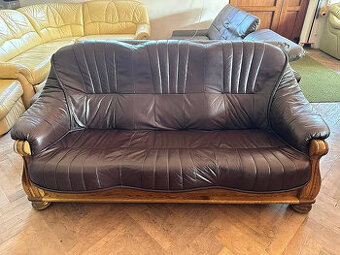 315 Kožený rustikální trojsedák masiv