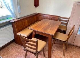 Rohová lavice+ stůl+ židle
