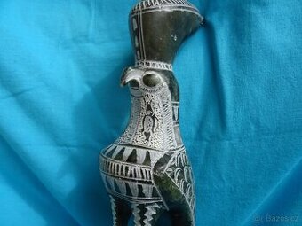 Thovt-egyptský bůh ,soška z kamene s bílým rytím - 1
