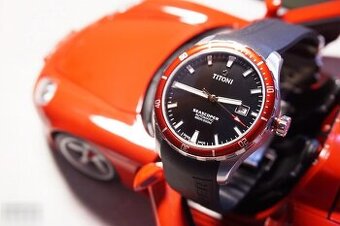 Titoni model Seascoper black - red, orig. hodinky, stav NOVÉ