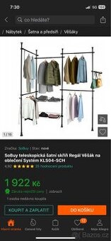 SoBuy teleskopická šatní skříň