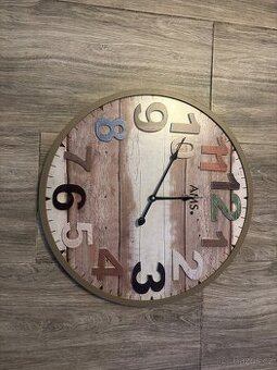 Nástěnné hodiny imitace dřeva průměr 50 cm