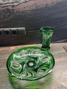Skleněná váza a mísa asi ceasar crystal