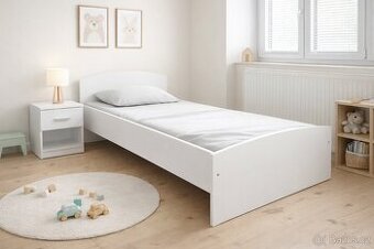 Jednolůžková postel 90x200. Bílá