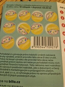 Známky na plyšáky do Billy