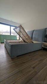 Vysoká manželská postel boxspring 180x200 čalouněná, zelená