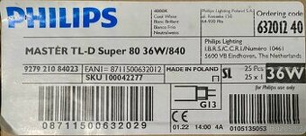 Zářivková trubice Philips MASTER TL-D 36W/840 T8 G13