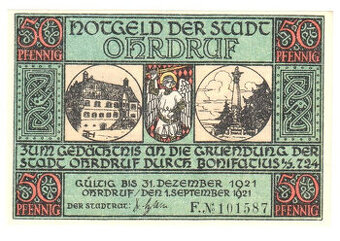 Nouzová bankovka 50 pfennig Ohrdruf 1921