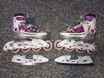 Dívčí brusle 2 v 1 Worker vel. 33-36