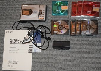 MD minidisc SONY MZ-R35, DO, sluch,,manual, adapter baterie