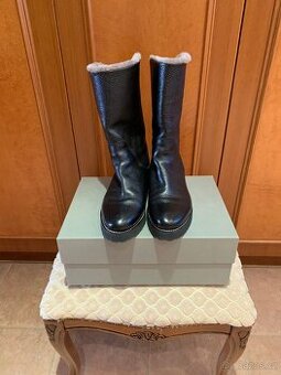 Nové luxusní zimní dámské kožené italské kozačky