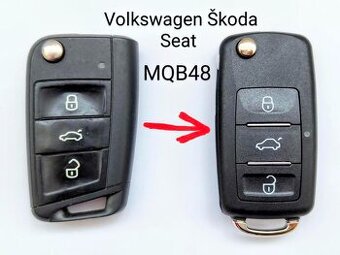 Klíč Volkswagen Škoda Seat MQB48.  Klíč včetně elektroniky a