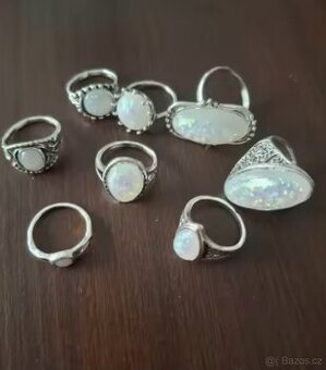 Nová perleťová sada prstenů bižu bižuterie 8 ks různé vel