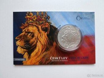 Český lev sběratelská stříbrná mince (Ag 999)  pouze 1000ks