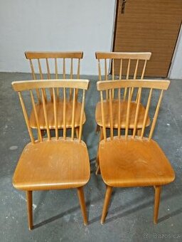 4× retro židle TON 615, rok 1958