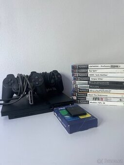 Playstation 2 + 2 Ovladače + Paměťová karta + hry