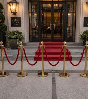 Luxusní zábranné sloupky se sametovými lany