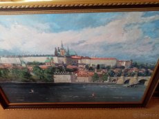 Prodám 3 staré obrazy J. Dovrtěl -Praha oleje plát originály - 1
