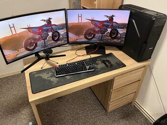 Kompletní herní PC sestava + 2 monitory + příslušenství