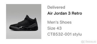 Prodám Jordan 3 Black cat