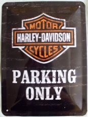 Plechová cedule: Harley-Davidson Parking Only 20cmx30cm - 1