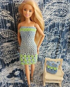 Barbie - šatičky na panenku, modro-zelené - 1