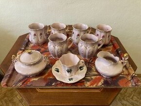 Zlacený růžový porcelán - 1